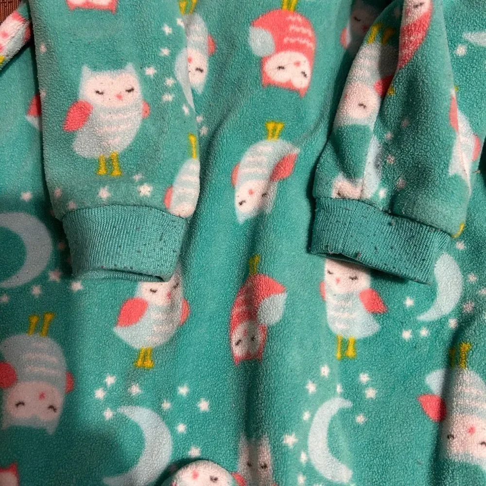 5‎ for $25🔥Baby Girls 6M Carter's Teal Owl Fleece Footsie Sleeper Jumpsuit